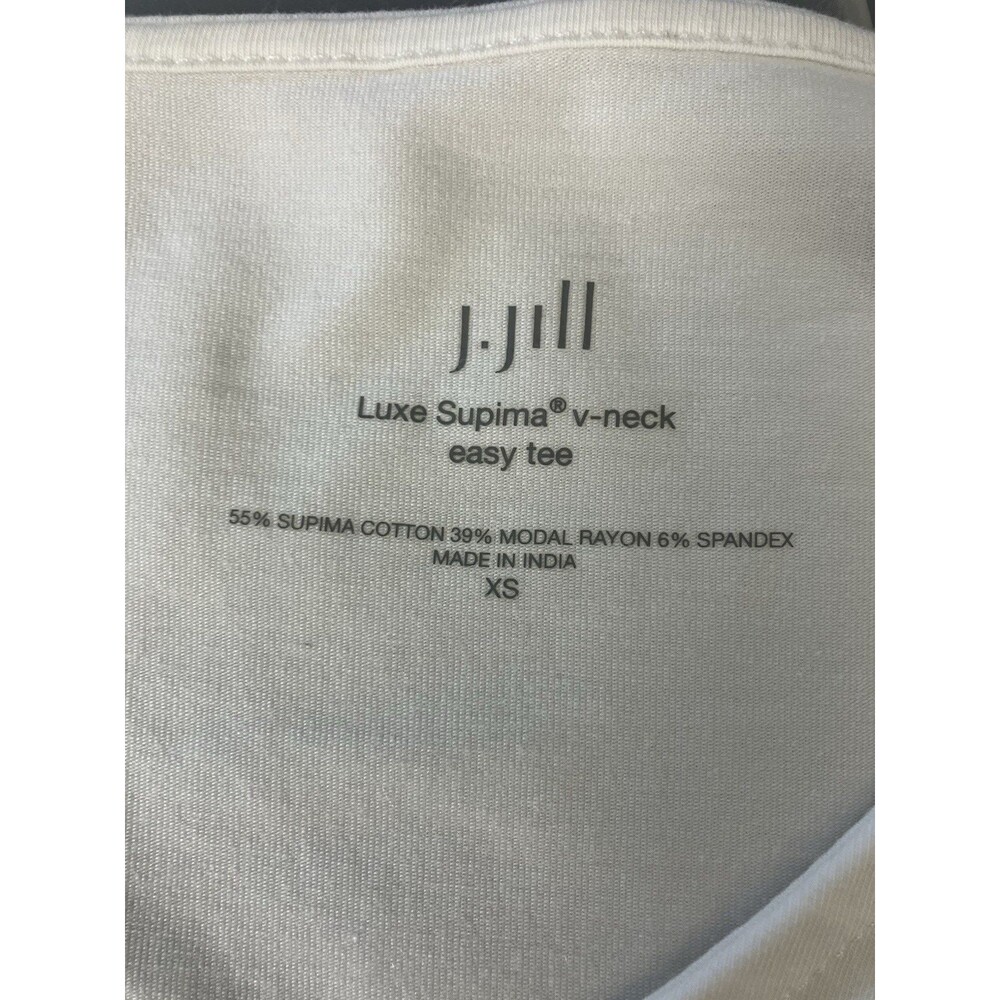 J JILL  White Supima Cotton Tee  Relaxed V-neck    XS - Picture 2 of 6